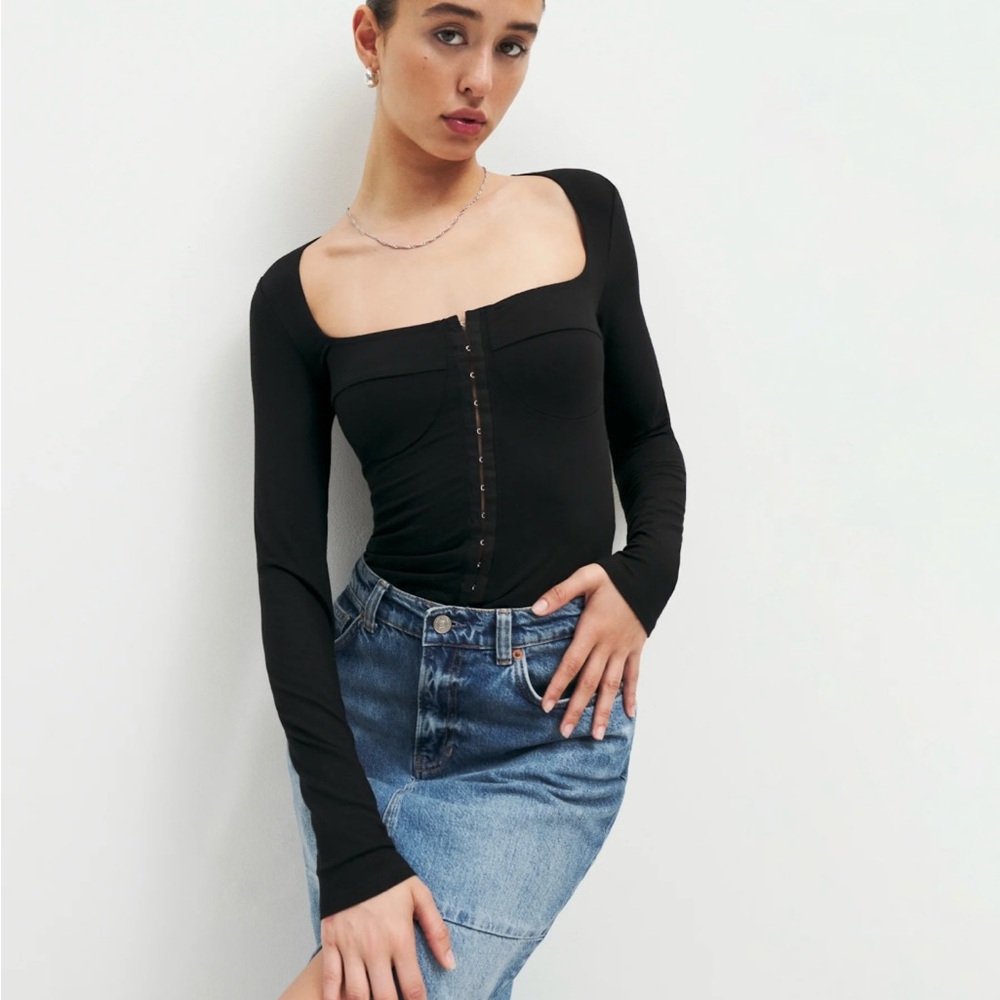 Reformation Black Long Sleeve Top